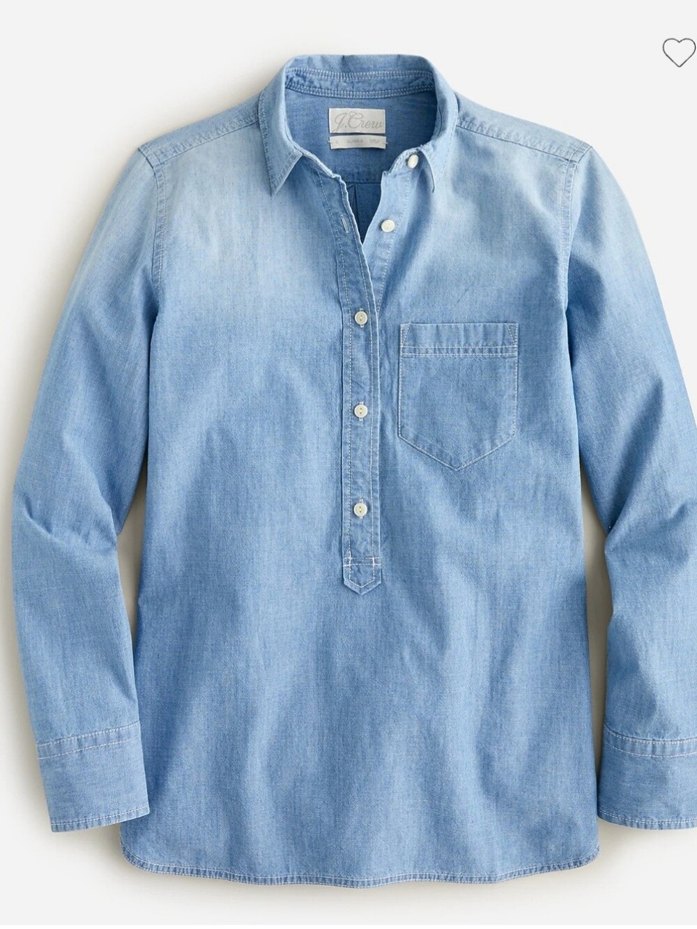 J. Crew Chambray Popover Tunic Top Size 12 Coastal Grandma Classic Preppy